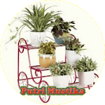 Flower pot shelf from iron design icon