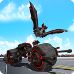Flying Superhero Robot Transform Bike City Battle icon