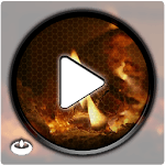 Burning wood fireplace icon