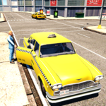 City Taxi Driver Pick Up the Passenger in Highway icon