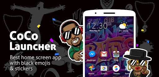 CoCo Launcher - Black Emoji, 3D Theme pc screenshot
