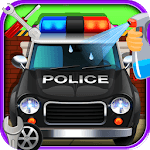 Police Car repair and wash icon