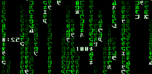 Matrix Screensaver with battery and time pc screenshot