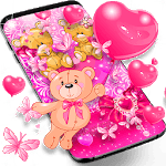 Teddy bear love hearts live wallpaper icon