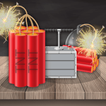 Simulator pyrotechnics Bomb explosion full sparks icon