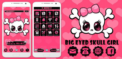 Cute Wallpaper Big Eyed Skull Girl Theme pc screenshot