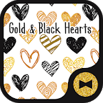 Cute Wallpaper Gold & Black Hearts Theme for pc icon