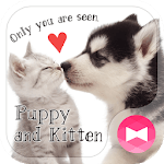 Cute Theme Puppy and Kitten icon