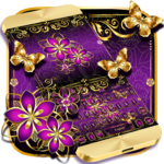 Gold Flower Butterfly Keyboard Theme for pc icon