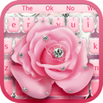 Silver Glitter Diamond Rose Keyboard Theme icon