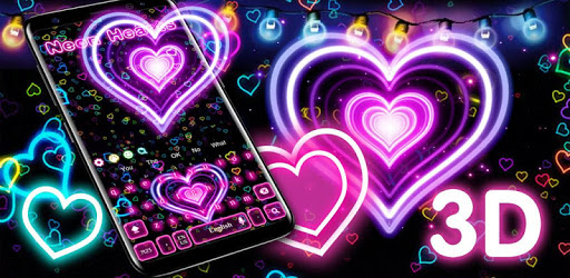 3D Neon Hearts Keyboard pc screenshot