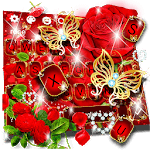 Red Rose Gold Butterfly Keyboard Theme icon