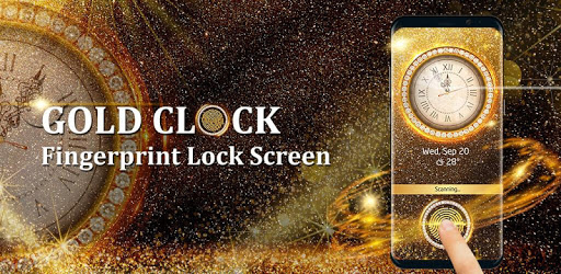 Golden clock fingerprint lock screen for prank pc screenshot
