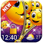 Funny emoji zipper lock screen icon