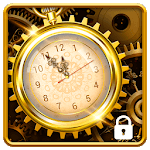 3D Golden Analog Clock lock screen icon