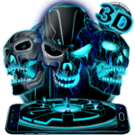 Neon Tech Evil Skull 3D Theme icon