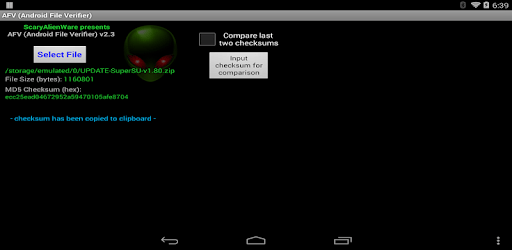 AFV File Verifier for Android™ pc screenshot AFV File Verifier for Android™ pc screenshot