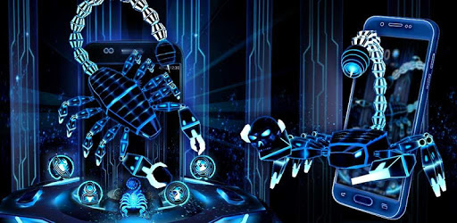 3D Neon Scorpion Robot Skull Theme pc screenshot