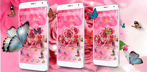 Butterfly Pink Rose Wallpaper pc screenshot